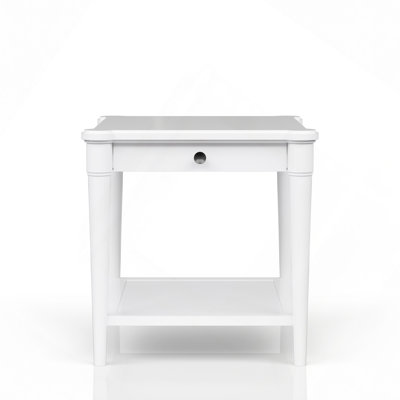 White Finished End Table With Storage Drawer