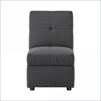 Ottoman Convertible to Chair with Storage, Slate Grey Fabric, Solid Wood Frame | Slate Grey | Solid Wood