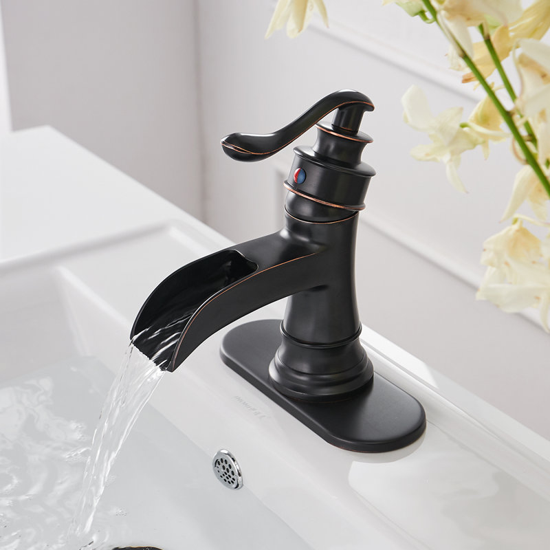 Oil Rubbed Bronze Single Handle Waterfall Bathroom Faucet with Drain Kit