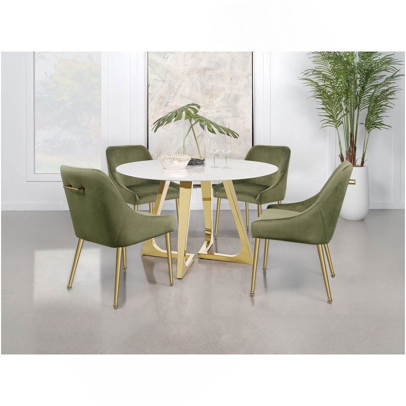 Imani Gold Round Marble Dining Table