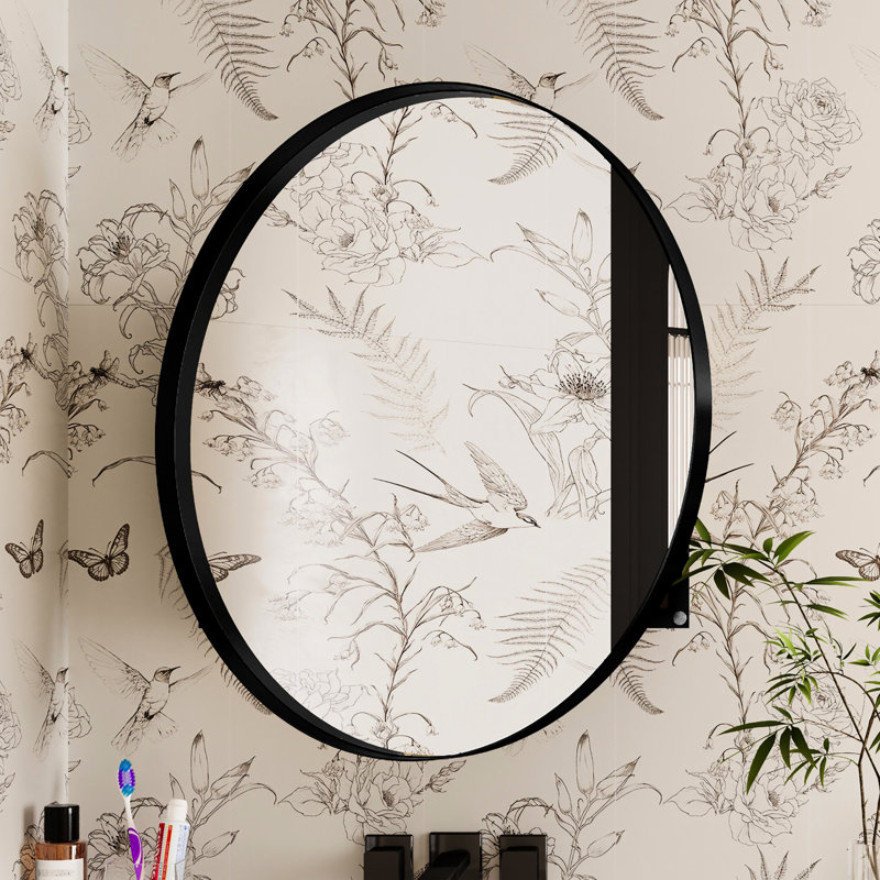 Bathroom Mirror Cabinet With 31.5" And Adjustable Shelves, Black Matte Appearance 31.5 Inch Fascinating Metal Shelves