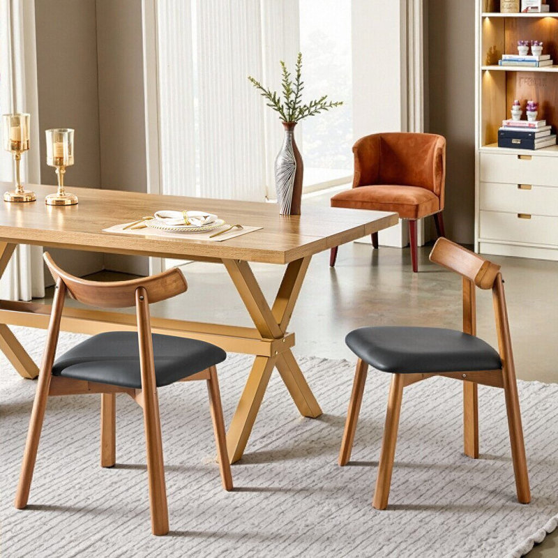 Ensemble de 2 chaises de salle à manger en bois massif avec coussins en polyuréthane, dossier ergonomique, usage domestique