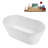 59" Streamline Soaking Glossy White Freestanding Tub With Internal Drain in Matte Oil Rubbed Bronze