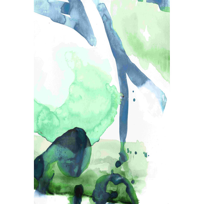 Bleu et vert abstrait, H 18 po x l 12 po