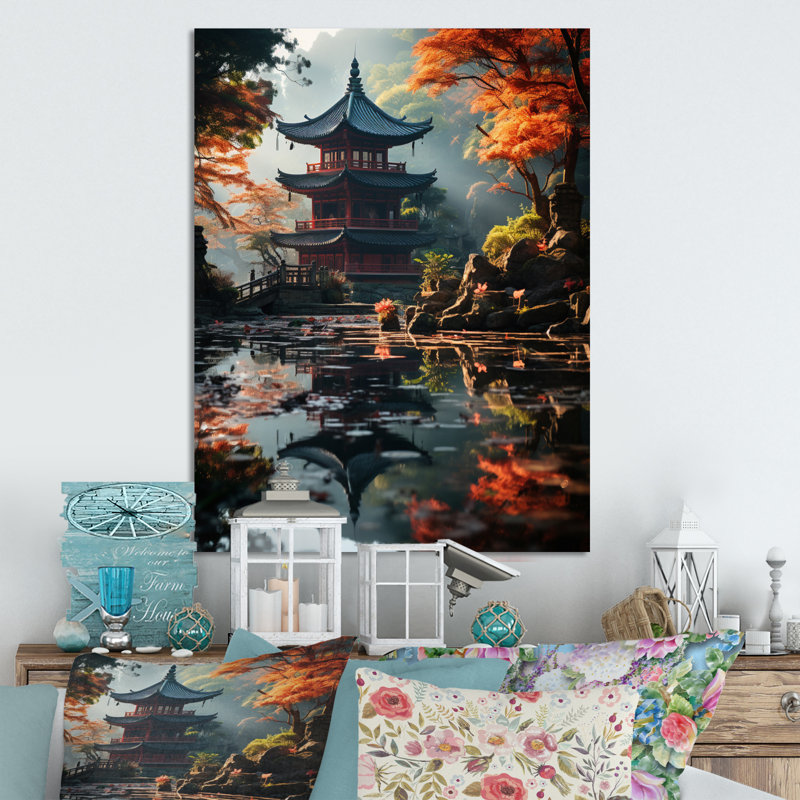 Art asiatique, pagode sereine, art asiatique, H 20 po x l 12 po x P 1 po