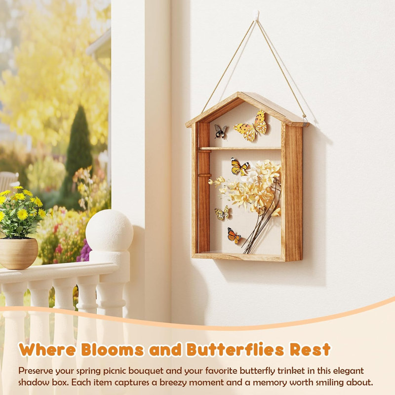 Cadre de boîte à ombre, grandes vitrines, boîte à souvenirs brûlée rustique pour pressage de fleurs, boîte de présentation de coquillage, commémoratif pour animaux de compagnie, cadres photo bricolage