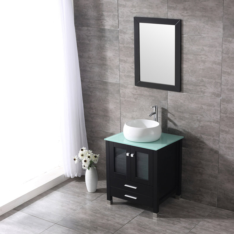 Meuble-lavabo simple l 24,8 po x P 21,7 po x H 29,5 po, Noir