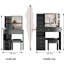 Petit meuble-lavabo avec tiroir à gauche 29,2 po orienté petit espace, très grand miroir coulissant, rangement multicouche, style américain, noir adaptable