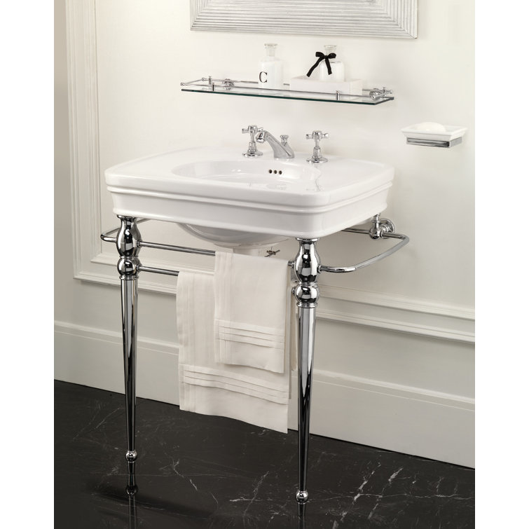 Rose Oval Console Bathroom Sink with Overflow