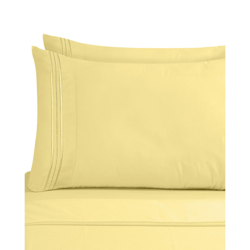 Taie d'oreiller en microfibre de qualité supérieure, Standard, Jaune moelleux