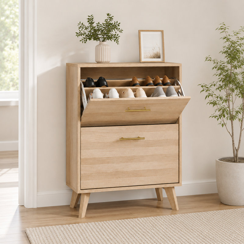 Étagère à chaussures 23,6 pouces en chêne naturel