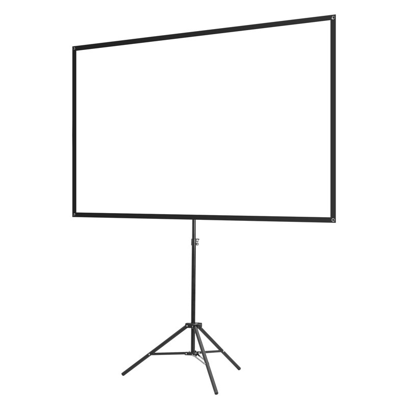Écran de projection de 80 pouces avec trépied, écran de projection portatif 16: 9 HD pour l'intérieur et l'extérieur, écran de cinéma en polyester noir avec sac de transport