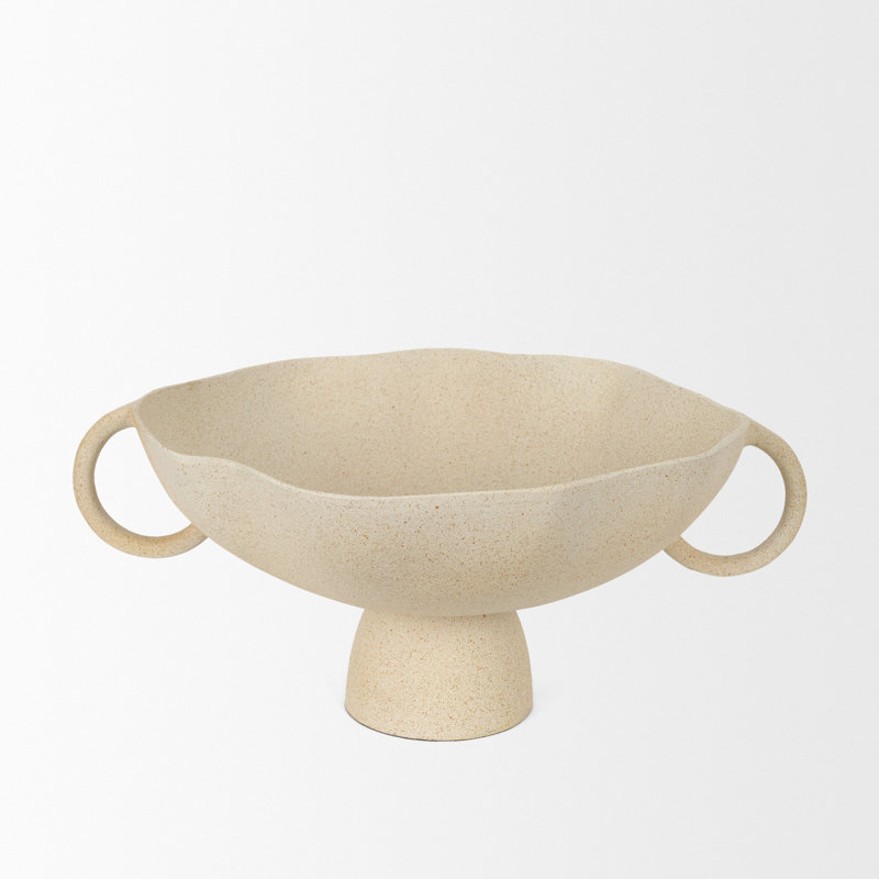 Bol décoratif en métal Sabine, H 8,25 po x l 19,69 po x P 15,75 po, Beige