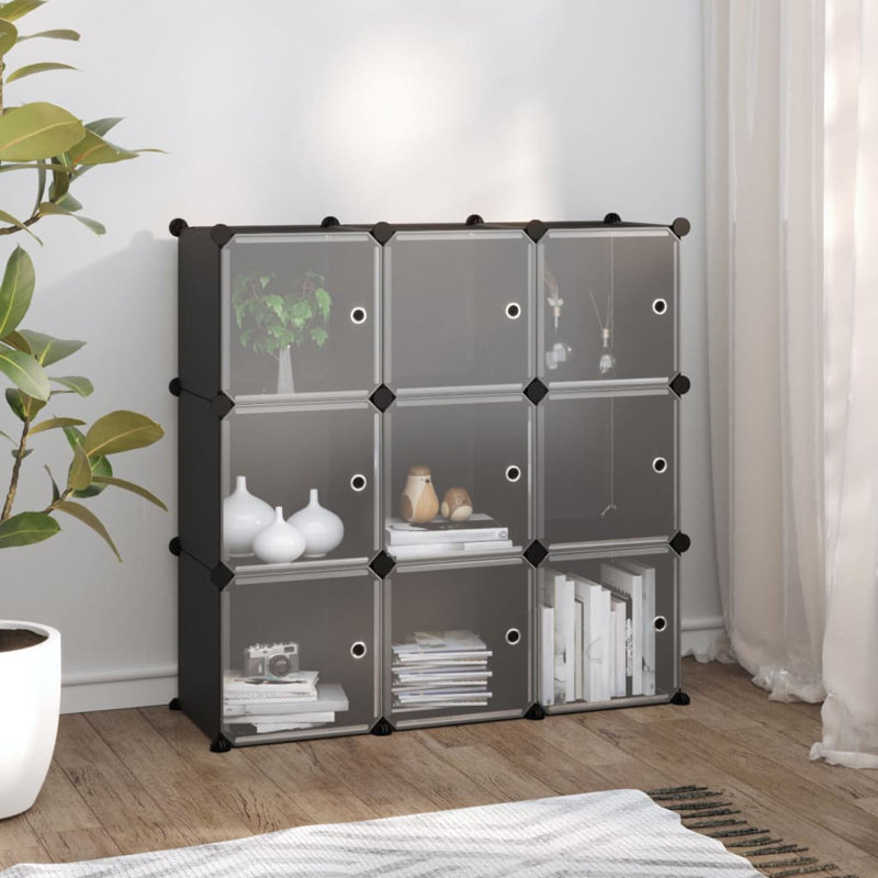 9 Pair Shoe Storage Box, Black/Clear