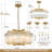 24" Gold Chandelier - 3D Grille Textured Crystal Border, 6-Light Adjustable For Sloped Ceilings
