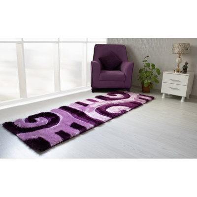 Tapis blanc / noir / rose en polyester Gustav