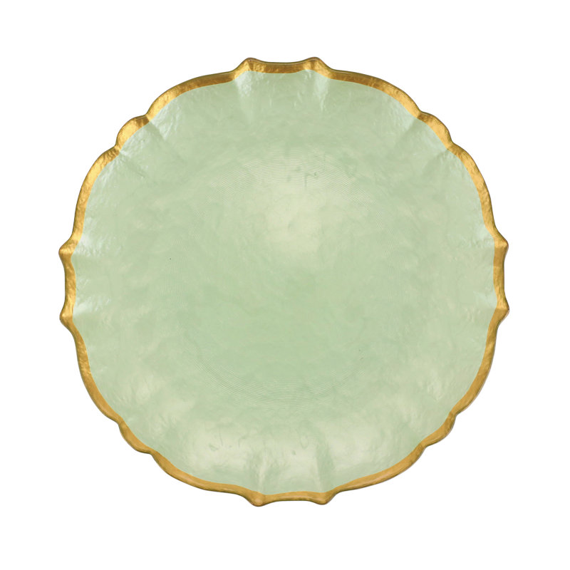 Baroque Handmade Glass Dinner Plate, Pistachio