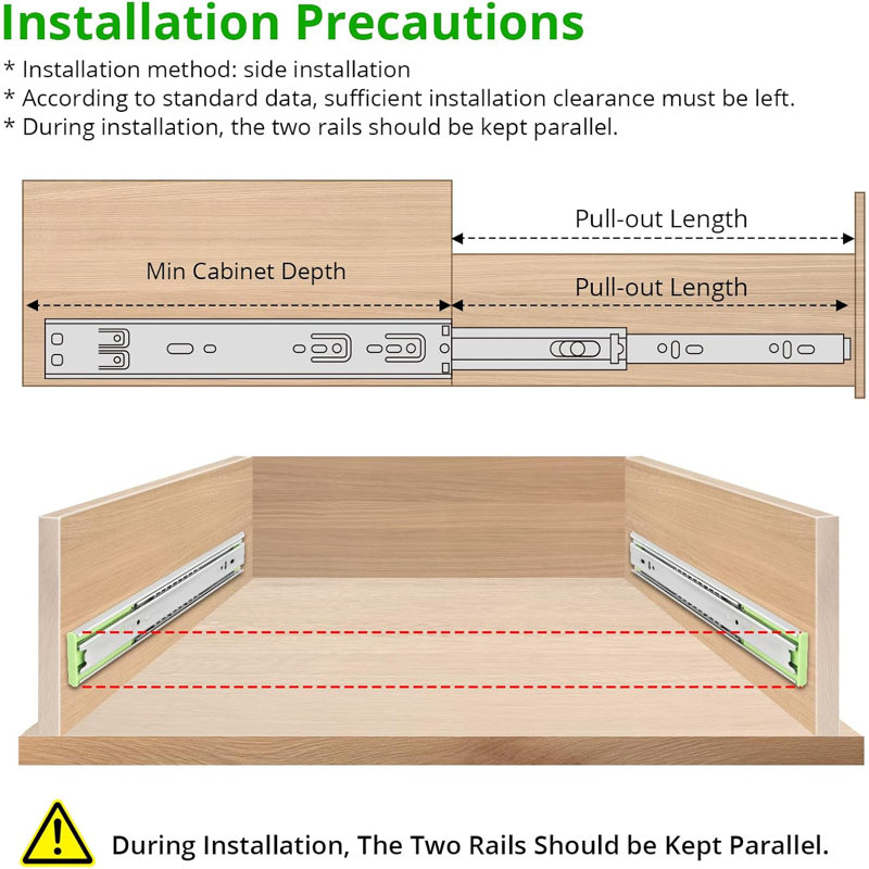 5 Pair Full Extension Drawer Slides Rails,Drawer Slides 100LB Capacity, Heavy Duty Full Extension Ball Bearing