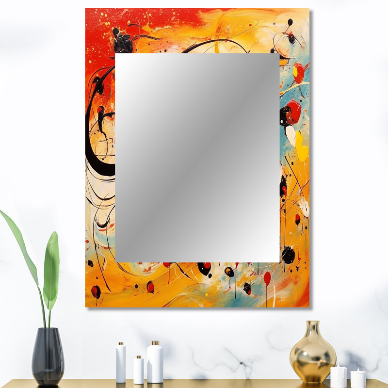 «All That Jazz Colorful Joy - Abstract Collages Large Mirror», art mural en métal, 40 po x 30 po