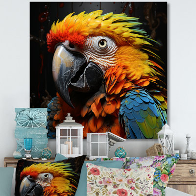 Yellow And Blue Parrot Portrait Photo - Parrot Wall Art