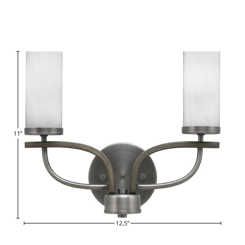Barre d'éclairage de salle de bain 2 lumières Monterey, gris