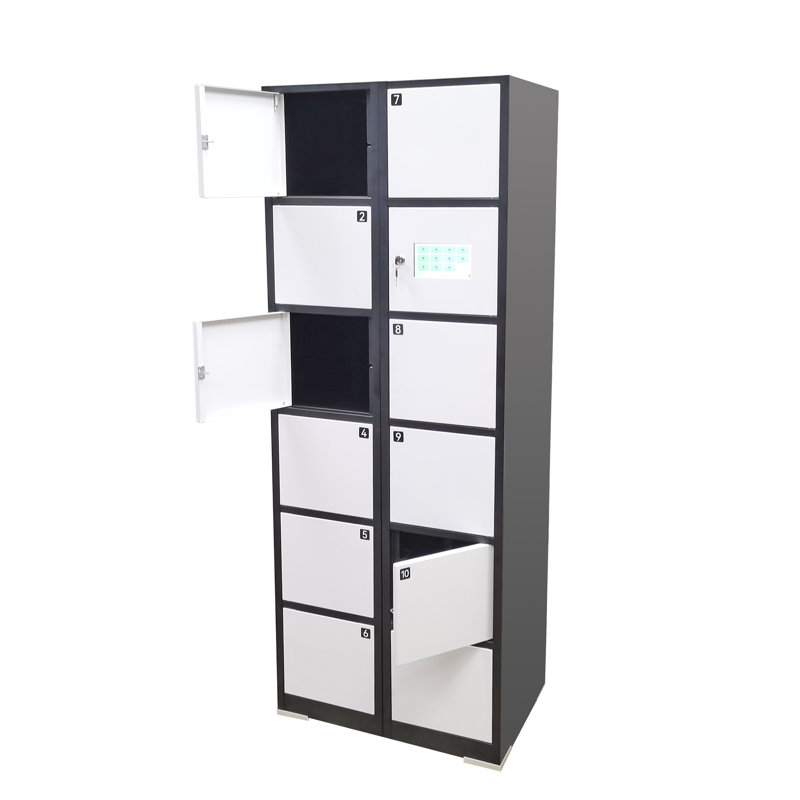 Armoire de ramassage de colis avec écran tactile 12 emplacements FixtureDisplays® 27X70X18 ", solutions de paiement, contrôle par ordinateur Smart Access 18349-PARCEL PICK UP