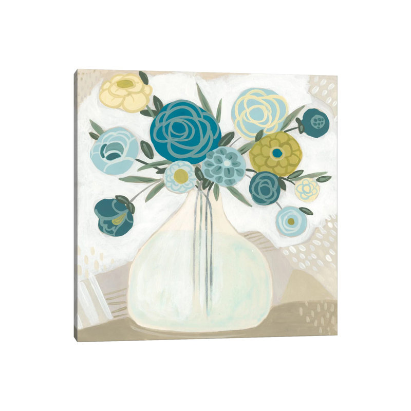 Blue Bohemian Bouquet II by June Erica Vess - Wrapped Canvas Painting, 30.48 cm H x 30.48 cm W