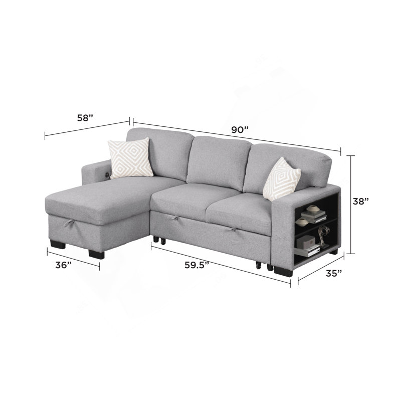 Canapé modulaire de style moderne Pinto en bois et velours gris