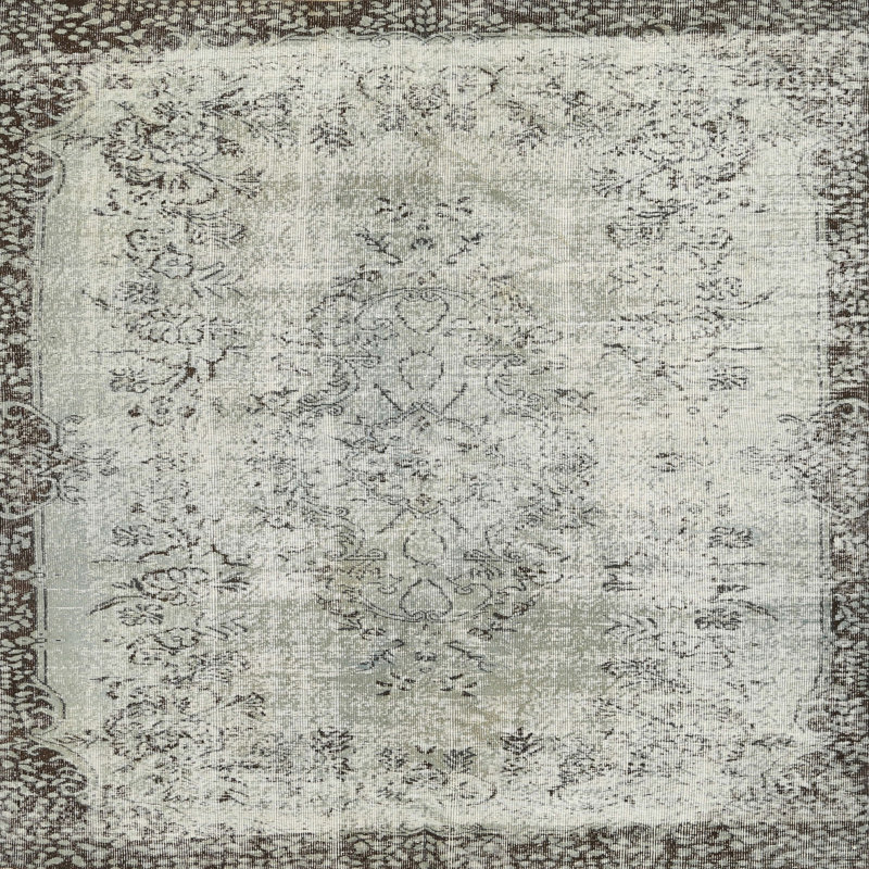 Tapis contemporain gris, Carré 5 pi