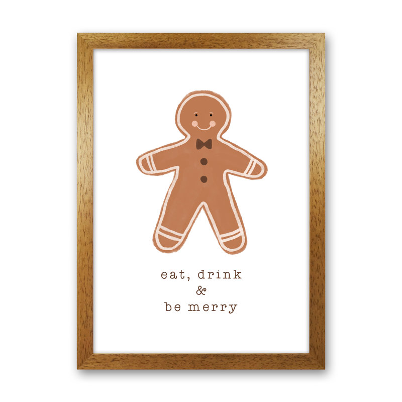 Eat Drink & Be Merry By Orara - Print, 34cm H x 25cm W x 3cm D, Brown Framed