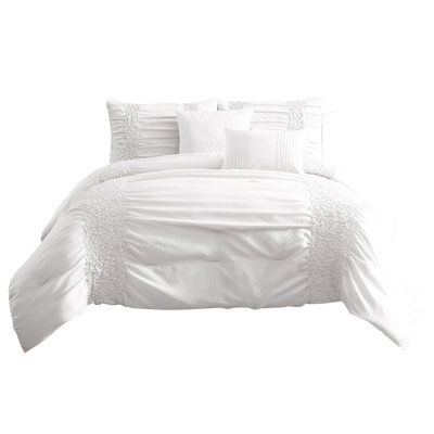 White Microfiber 4 Piece Comforter Set