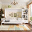 Grand lit escamotable avec compartiments de rangement, cadre de lit mural, lit plateforme pliable avec tiroir et tablettes-1611990428