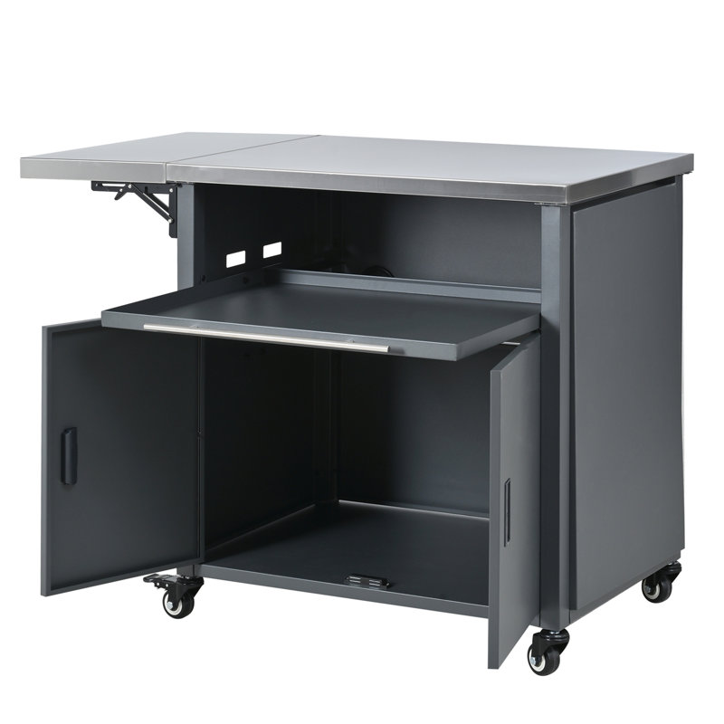 Chariot de barbecue pliable pour l'extérieur, Gris