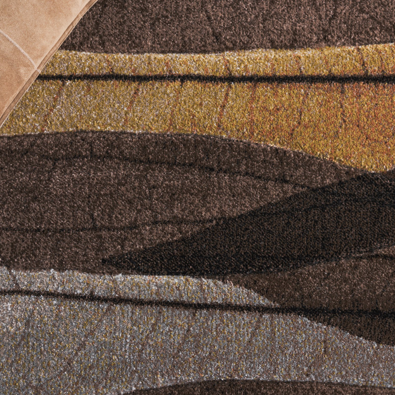Tapis floral Jeromie Performance, Brun / Noir / Ivoire, Tapis de couloir 2 pi 3 po x 8 pi