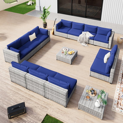 Ensemble de conversation modulaire en osier durable pour 12 personnes