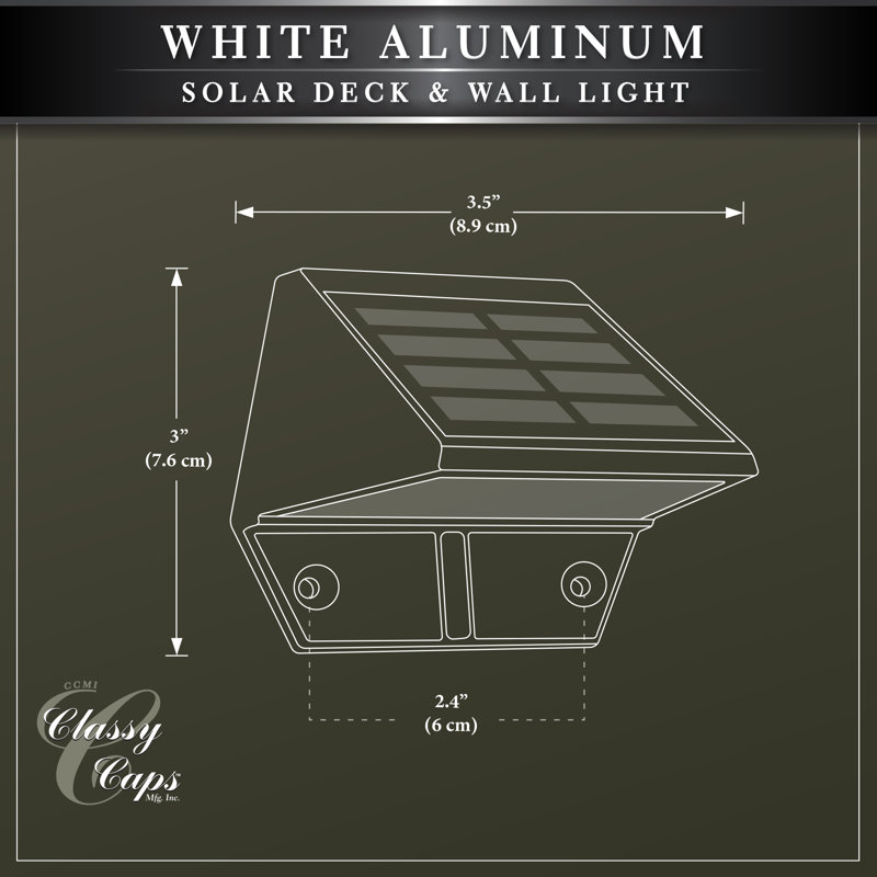 Solar Powered  Integrated LED Deck Light, White