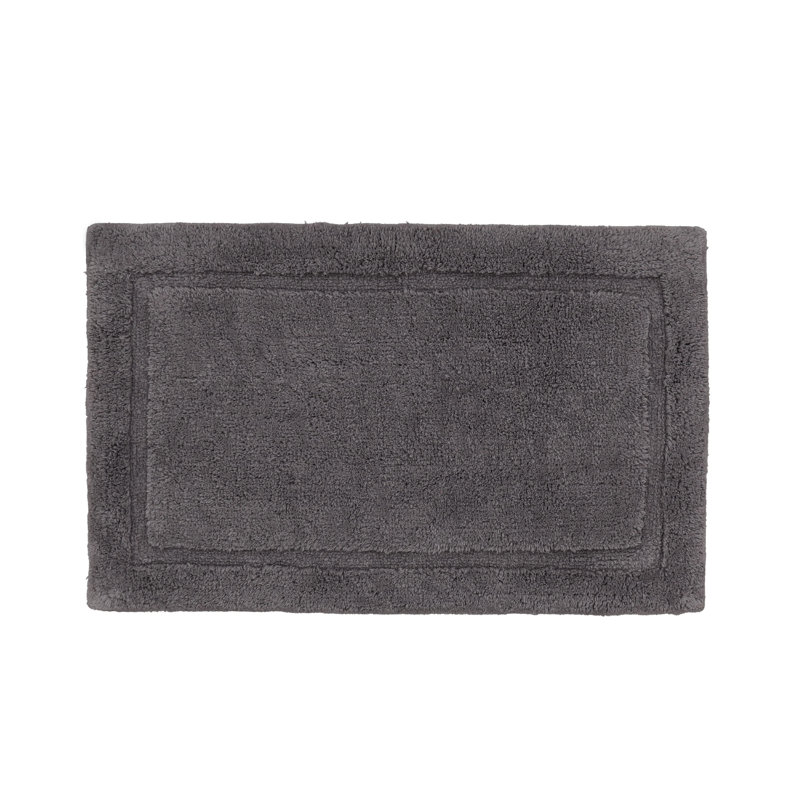 Jean Pierre Lydia Border Rane Plush Bath Rug, 20"W x 32"L, Charcoal
