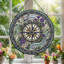 Panneau de vitrail en verre coloré Compass, H 12 po-799163048
