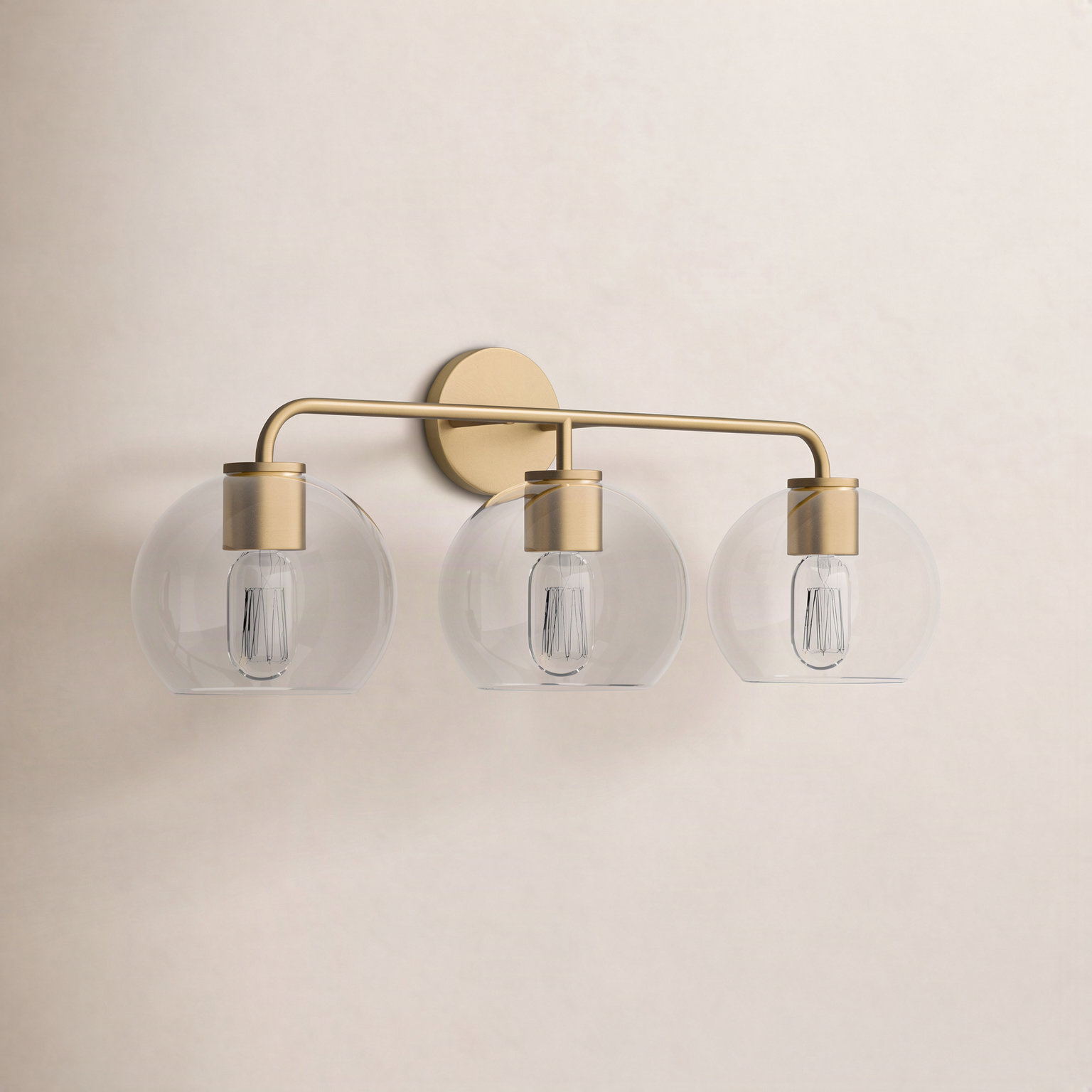 Childerley 3-Light Dimmable Vanity Light, Satin Brass, Clear