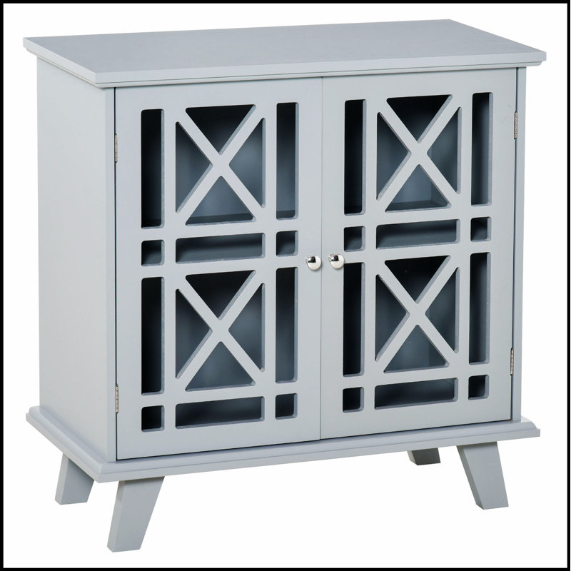 Buffet décoratif gris à double porte en bois avec beaucoup de rangement et un design élégant pour les maisons modernes