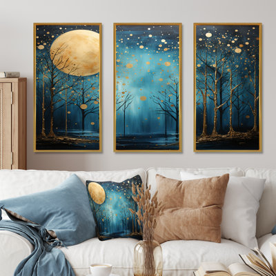 Azur Ascension clair de lune forêt - ensemble de décoration murale lune