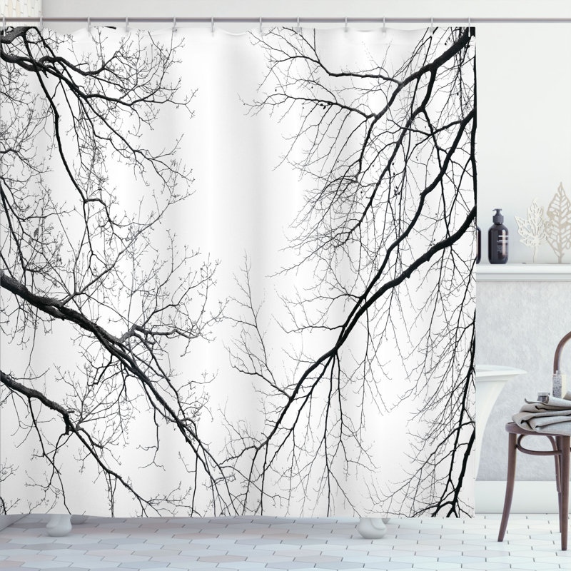  Rideau de douche simple effrayant à motif de branches effrayantes Forest Trees Branches, H 69 po x l 105 po