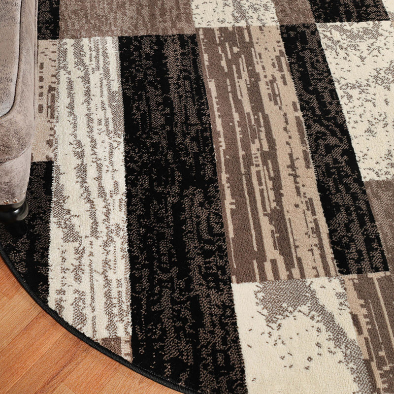 Tapis 5 pi chocolat résistant aux taches, Rond 5 pi