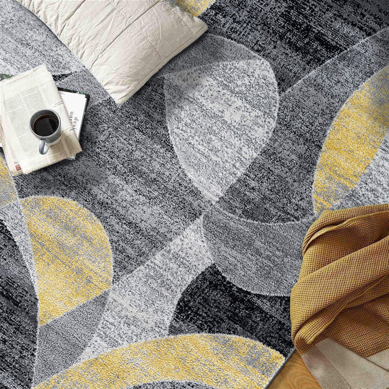 Rambo Contemporary Distressed Circle Area Rug, Rectangle 8' x 10'