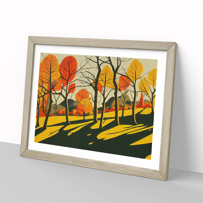 Serene Autumn Forest - Framed Print, 46cm H x 64cm W x 2cm D, Oak 