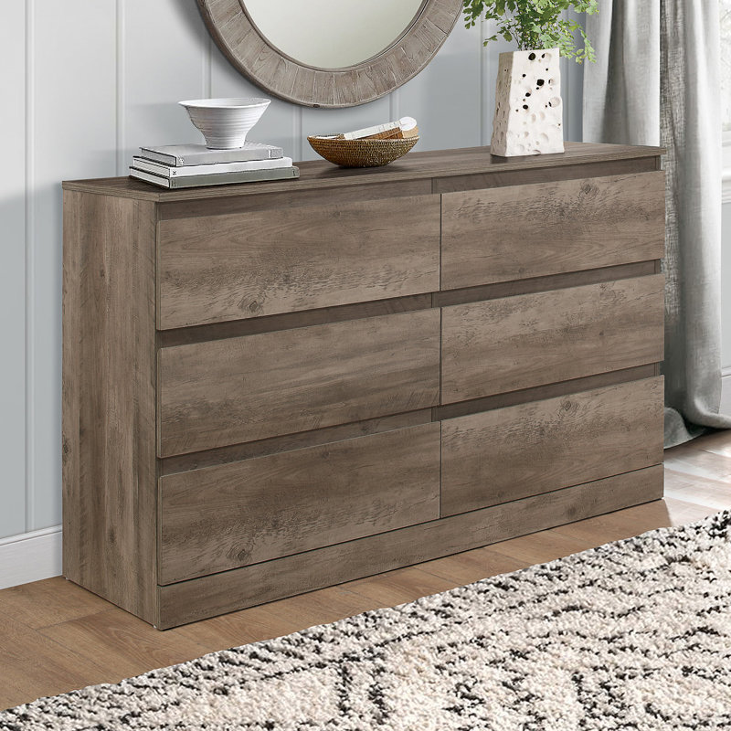 51.5'' W 6 - Drawer Dresser, Gray Oak