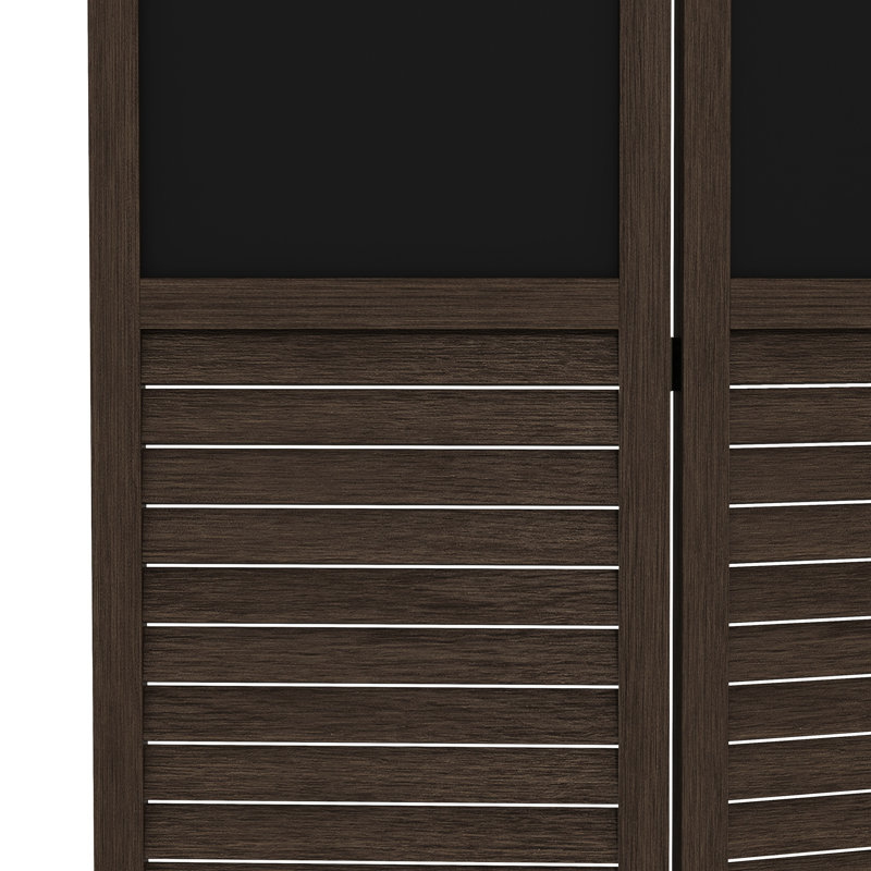 4 barrières d'intimité pliantes, 5,5 pi de hauteur, brun noyer avec tableau noir pour clôture de chambre à coucher