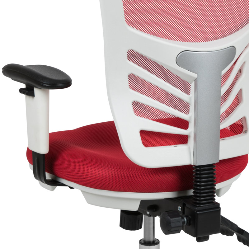 Mid-Back Mesh Multifunction Executive Swivel Ergonomic Office Chair with Adjustable Arms, Red