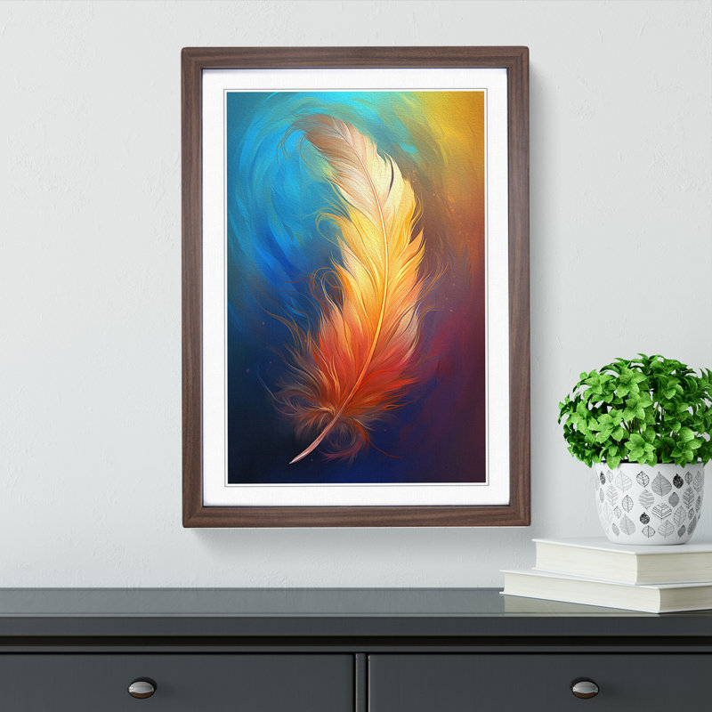 Feather Digital - Single Picture Frame Print on Wood, Walnut, 64cm H x 46cm W x 2cm D