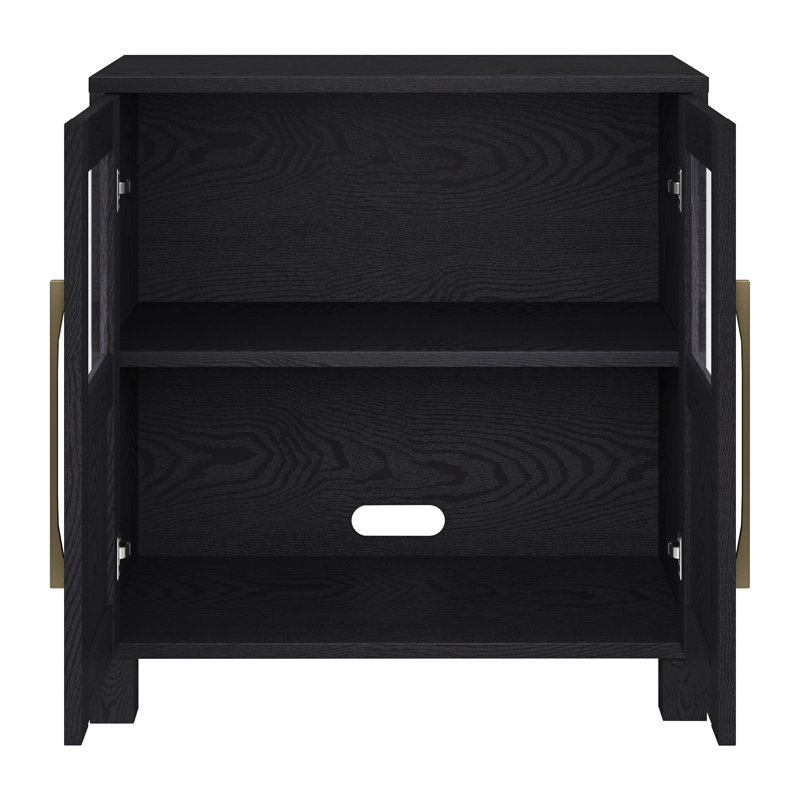 Holbrook 2-Door Accent Cabinet with Adjustable Shelf , Black Grain